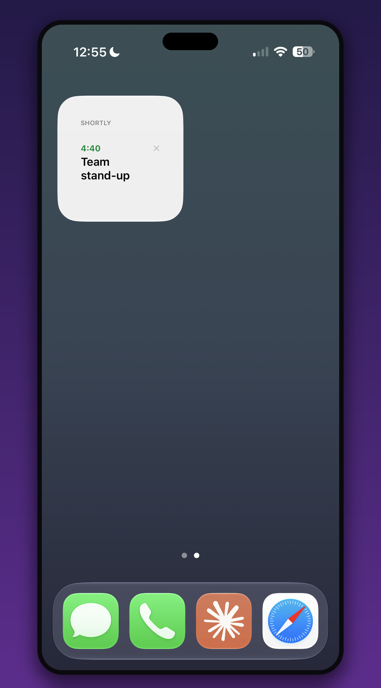 Shortly Small widget showing a single next event
